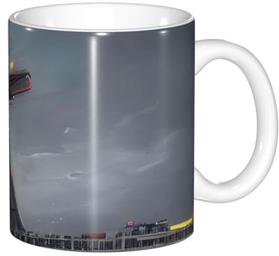 SSIMOO Taza gigante de barco nuclear, taza de café de cerámica, tazas de té de cerámica con asa para hombres y mujeres, taza de café impresa