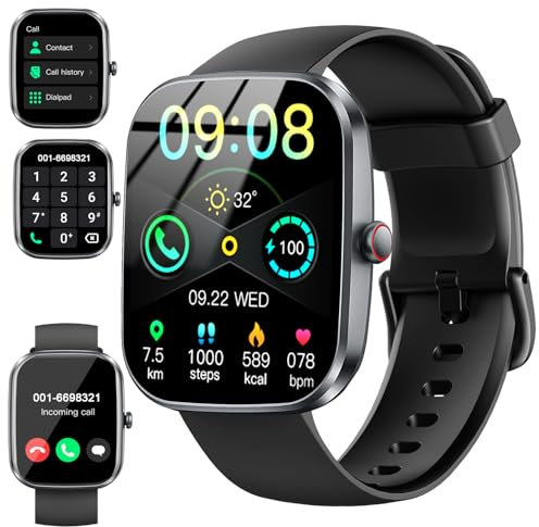 Montre Connectée Femme Homme Sport, 1,57 HD Smartwatch avec Appel Bluetooth, Montre Podometre, Moniteur Fréquence Cardiaque/SpO2/Sommeil, 110+ Sports Etanche IP68 Trackers d'Activité pour Android iOS