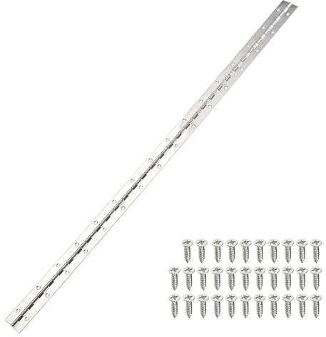 sourcing map Piano Hinge, 36 Inch x 1.5 Inch Stainless Steel Continuous Hinge Door Hinge with Holes, for Boat Cabinet Door Box Furniture, Silver