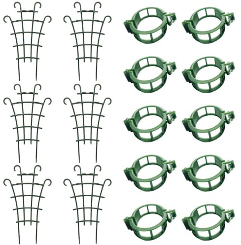 HDGSAFD Marco Trepador para Plantas De 6 Piezas Y Clips para Plantas De 10 Piezas, Marco De Soporte para Plantas, Accesorios para El Cultivo De Plantas, Accesorios para Jardín
