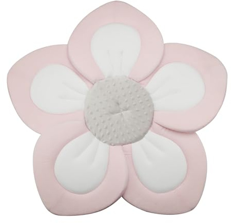 PandaEar Almohadilla de baño para bebé recién nacido | Flor suave de 5 pétalos para fregadero, bañera, regalo esencial de ducha (rosa)