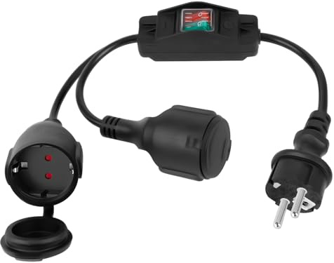 Jubaopen Doppelstecker für Steckdose, Verlängerungskabel mit 2 Fach Schuko Steckdosen, Verlängerungskabel Außen, Wasserdicht IP44 Doppelsteckdose für Zuhause, Büro, 1,5mm², 250V/16A
