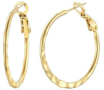 FOCALOOK Creolen Silber/Gold/Schwarz Damen Edelstahl Kreolen Ohrringe 30mm 40mm 60mm 80mm Kreis Creolen groß/Mittelgroß Huggie Hoop Ohrstecker