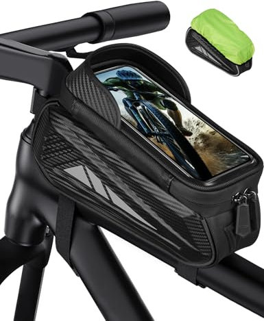 Vitalismo Waterproof Bike Frame Bag, Large Capacity Phone Holder Bag, Hard Casing Mountain Bike Accessories with Sensitive Touchscreen for Smartphones up to 7 inches