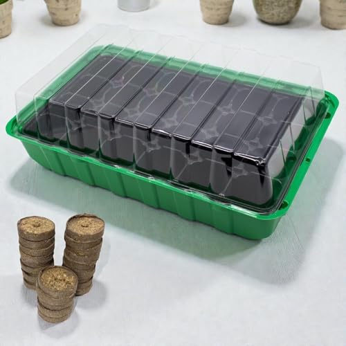 KARP Gewächshaus Zimmergewächshaus Anzuchtkasten mit 24 Kokos-Quelltabletten – Mini Treibhaus für Pflanzen Gemüse & Kräuter wiederverwendbar