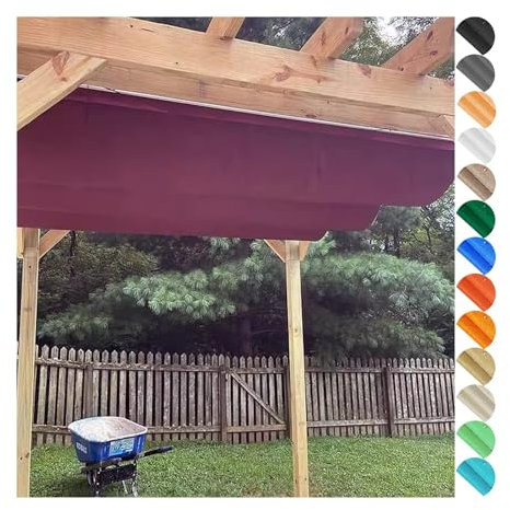 WECLMH Retractable Wave Sun Shade Sail, Outdoor Water Proof Rainproof Shade Cover, UV Protection Pergola Canopy Patio Awning, Porch Garden Roof Slide Wire Awning