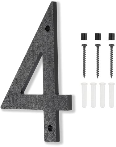 PATIKIL 8 Inch House Numbers, House Address Numbers Sign Large Floating Modern Home Number with Screws for Outside Door Wall Street, Black, 4