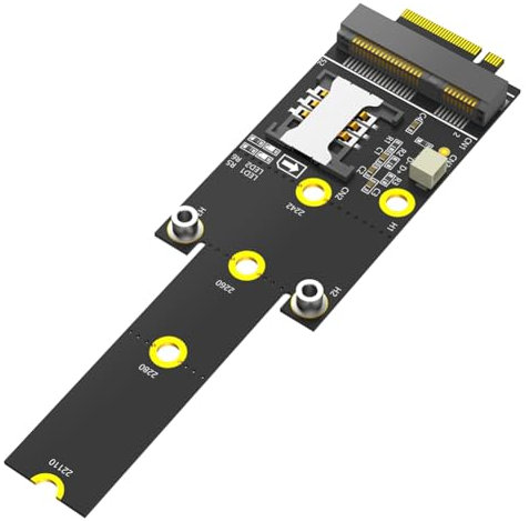 Steowsey Adattatore da Mini PCI-E a M.2 (NGFF) Key M con slot per scheda SIM per modulo WiFi/WWAN/LTE