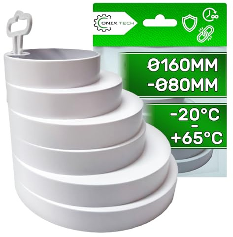 Reductor Tubo Campana Extractora Universal PVC para Tubo Redondo Ø160-80mm | para Sistemas de Ventilación - Garantía de 5 Años - ONIX TECH