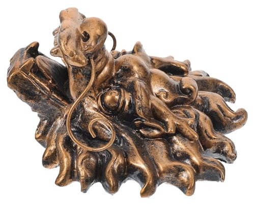 HYTROVE Dragon Head Fountain Decor Wall Fountain Outdoor Garden Water Feature Bronze Color 13x15x8cm Suitable for Backyard and Patio Waterfall Ornament