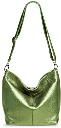 Caspar Klassisch Elegante Leder Handtasche Damen Tasche mit verstellbarem Schultergurt - PREMIUM LINE - Modell No.803 - Made in Italy