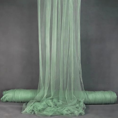 Tüll Stoff für Hochzeit Vorhang,Querbehang Hochzeitsbogen,160 x 600cm Hochzeitsdeko Gardinen Deko Schals,Tüllstoff zum Nähen Meterware,Kostümstoff,Dekostoff für Fotografie,Party,Zeremonie,Salbeigrün