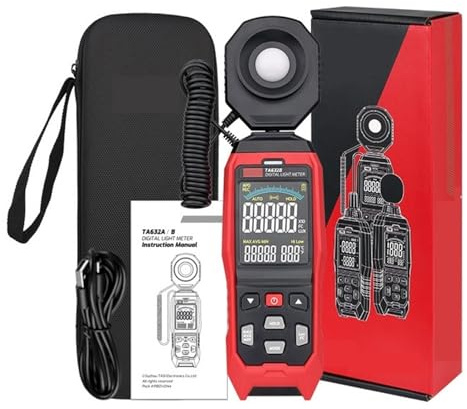 TA632A TA632B Misuratore Di Luce Digitale Fotografia Luxmetro Sonda Staccabile Illuminometro Lux/Fc Fotometro Tester Ambientale Multifunzione(TA632B USB Transfer)