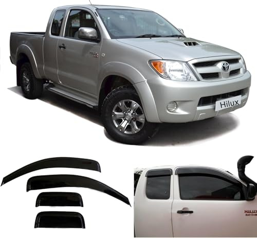 JHCHAN Déflecteurs de Vent Déflecteurs de Pluie pour Toyota Accessoires | 2005-2015 Hilux AN20 AN30 4 pièces Noir Fumé