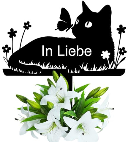 Wondramble Pierre tombale chat pour l'extérieur, décoration funéraire chat résistant aux intempéries, piquet de jardin, plaque commémorative (30 cm, chats)