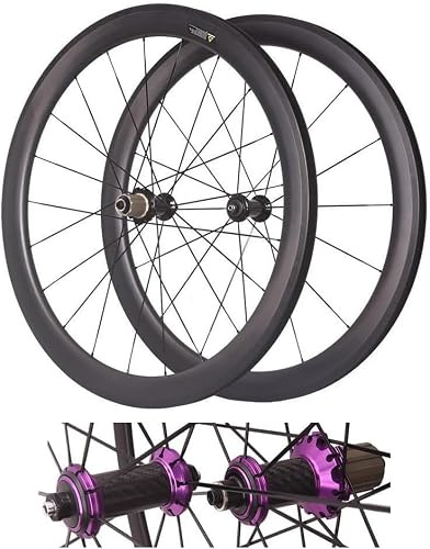 KUNYOS 50Mm Carbon Tubeless Radsatz C/V/Felgenbremse Rennrad Hinterrad+Vorderrad Laufradsatz 700C Fahrradräder Schnellspanner, Vorne 2 Hinten 5 Lager