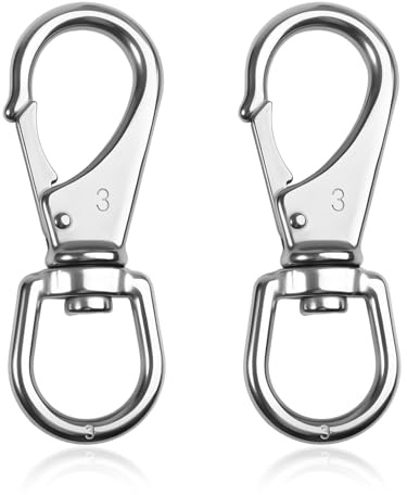 SPEEDWOX 2 Pcs 304 Stainless Steel Swivel Snap Hooks Diving Clips Flag Pole Clips Swivel Carabiner Snap Hooks Heavy Duty Flag Clips for Flagpole Flag Pole Clips to Hold Flag Clips Flag Pole Rope