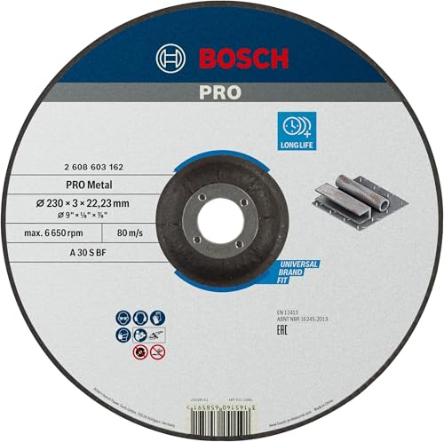 Bosch 1x Disque à tronçonner PRO Metal Longlife pour grande meuleuse angulaire et alésage 22,23 mm (pour Acier, Ø 230 mm, Professional Accessoire Grande meuleuse angulaire) (Lot de 5)
