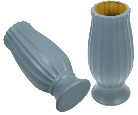 AMUSLESUR Jarrones para Tumbas de Cementerio 2 Piezas en PE Color Verde Claro Capacidad Moderada y Artificiales, Diseño Elegante y Respetuoso para Decoración Funeraria