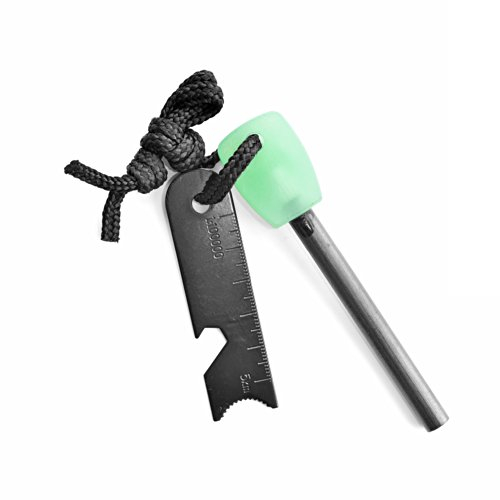 Grenhaven 3-in-1 Maxi Glow Fire Starter – Flint & Steel with 12.000 Strikes, Glows in the Dark, Includes Ruler and Bottle Opener – Magnesium Fire Lighter for Outdoor, Survival and Camping