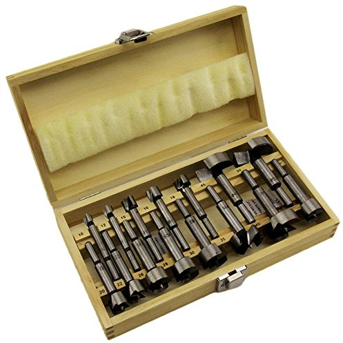 Forstnerbohrer Satz 15 teilig Holz Bohrer 10 bis 50mm inkl. Holzkassette B1932