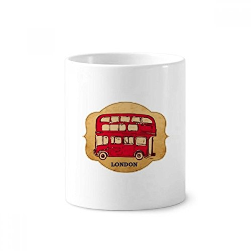 DIYthinker UK London Umbrella Stamp Red Bus Ceramic Toothbrush Pen Holder Mug White Cup 350ml Gift 9.6cm high x 8.2cm Diameter