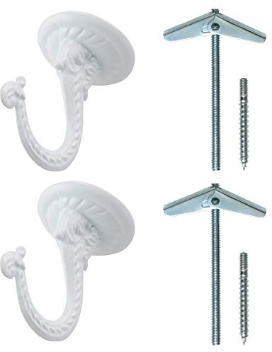 Rocky Mountain Goods Deckenhaken für Hängepflanzen, Decken oder Verlängerungsketten, 3,8 cm, robust, mit Schrauben, 2 Stück weiß
