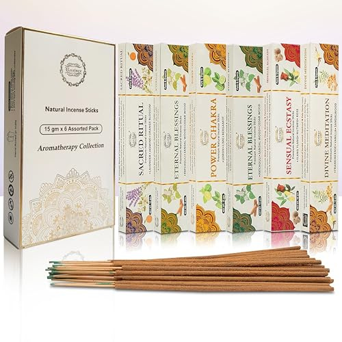 Raajsee Packung mit verschiedenen Räucherstäbchen (15 g x 6 g),100% natürlich, handgerollt,frei von Chemikalien, Aromatherapie, Entspannung, Meditation und sinnliche Therapie (SPA Series)
