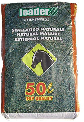 LEADER, Stallatico Naturale, Fertilizzante Per Giardino, Orto, Frutteti e Pre-Semina, Derivato da Letame Animale Selezionato, Migliora Struttura e Lavorabilità del Terreno, Sacchetto da 50l