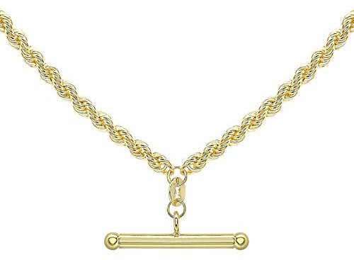 CARISSIMA Women's 9ct Yellow Gold Rope Chain T-Bar Necklace - 46cm/18'