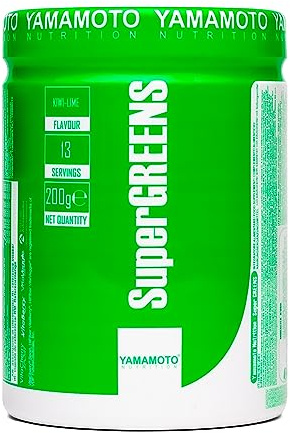 YAMAMOTO NUTRITION Super GREENS 200 gr, Integratore Alimentare Vegano con Oltre 50 Fitonutrienti da Frutta e Verdura, Senza Zuccheri e Coloranti, Azione Antiossidante e Reidratante, Gusto Kiwi e Lime