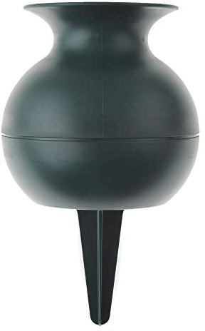 matches21 HOME & HOBBY Grabvase zum Stecken als frostsichere Grabdeko - Grüne Kugelform Friedhofs-Vase in 27 cm als wetterfester Kunststoff Grabschmuck - Erdspieß Blumenvase als schöne Steckvasen