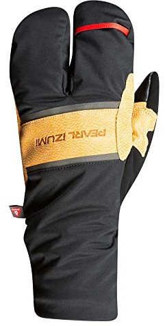 PEARL IZUMI Unisex Gel Gloves, Insulated Cycling Glove, Palm Padding & Touchscreen Compatible, AmFIB Lobster, Black/Dark Tan, Large
