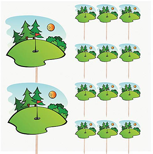 AK Giftshop Crazy Golf Birthday Party Food Cupcakes Picks Decorations Toppers (Pack of 14)