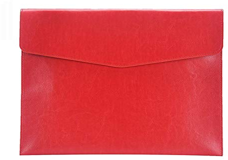 Enyuwlcm PU Leder A4 Schnellhefter Dokumentenmappe Umschlag Mappe Etui mit Schnappverschluss für Quittung Vertrag Rot