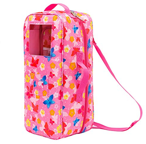 ZITA ELEMENT Quality 14.5 Inch Girl Doll Butterfly Design Carrier Case Travel Bag for 14-14.5 Inch Doll Accessories