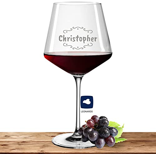 Deitert Leonardo Burgunderglas Rotweinglas XL mit Namen oder Wunschtext graviert, 730ml, PUCCINI, personalisiertes Premium Weinglas in Gastroqualität (Verzierung 02)