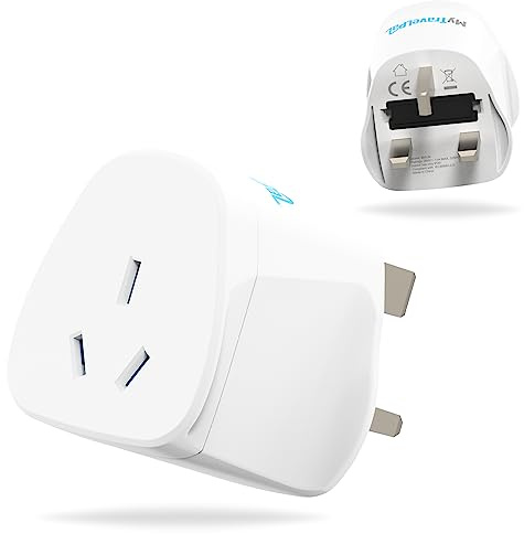 MyTravelPal Australia to UK Adapter (2 Pack) | UK Safety Standards | 2 x Travel Adaptors with 10A Fuse | Accepts Australia, China, New Zealand, Argentina Plugs for use in UK | Type I Adapter