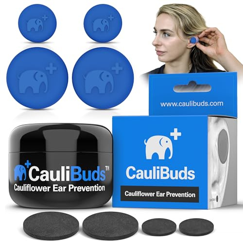 CauliBuds™ Blumenkohl-Ohrmagnete – Premium-Silikon-Magnet-Kompressionsset für Blumenkohl-Ohrprävention und -behandlung bei BJJ, Ringen, MMA und Rugby – minimiert die Ohrentleerung (blau)