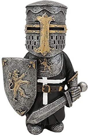 Knight Gnomes Guard Garden Gnome Ornaments Outdoor Medieval Crusader Knight Suit Statue Waterproof Resin Ornament for Yard Lawn Garden Decorations (F)