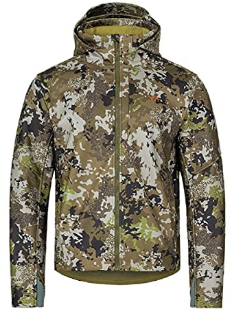 Blaser Tranquility Softshelljacke HunTec Camouflage - Leise Jagdjacke für die Pirschjagd mit verstellbarer Kapuze - Pirschjagdjacke für Herren lautlos, Größe:M