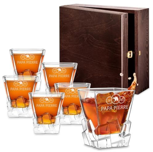 Maverton Ensemble de 6 Verres à whisky pour homme, Avec motif décoratif | Verres gravés, Verrerie élégante pour lui, Verre à whisky au design unique avec personnalisation, Aigle