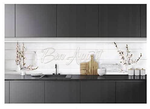 Fototapete Küche Holzoptik Abwaschbar 250x60 cm Inklusive Kleister Modern Fototapeten Vlies Tapete Küchentapeten UV-Beständig Montagefertig