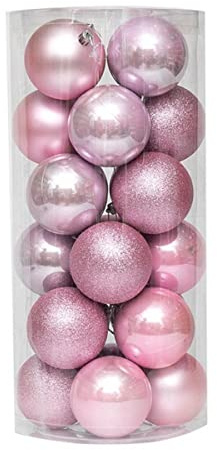 DAZZLEEX Lot de 24 décorations pour sapin de Noël pour boules roses