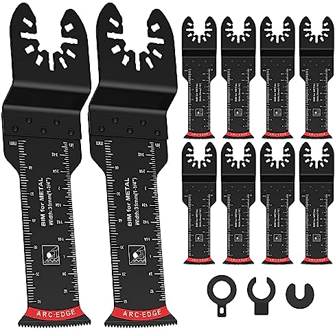 Oszillierende Sägeblätter 10PCS,Multitool Sägeblätter,Bi-Metall,zum Schneiden von Metall, Holznägeln, Schrauben Universal Schnellwechsel Oszillierendes Zubehör