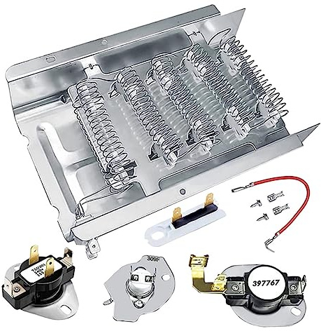 Hohopeti Dryer Heating Element Replacement Kit, Heating Element Parts with Thermostat, Energy Saving, Easy to Install, Compatible with Multiple Brands for Dryer Repairs | Silver Finish, Abs Stainless Steel Copper Build, Easy Install, Energy Saving Design