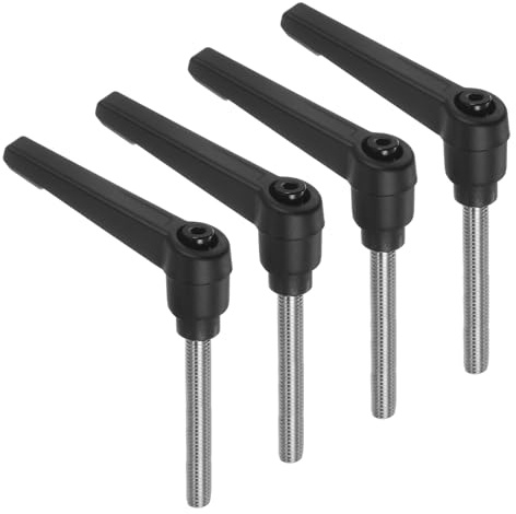QUARKZMAN 4 Stück Klemmhebel Griff M6 x 50mm Außengewinde Schraube Edelstahl 304 mit Zinklegierung Verstellbare Handgriff Spannhebel für Werkzeugmaschinen Schweißgeräte Druckgeräte, Schwarz