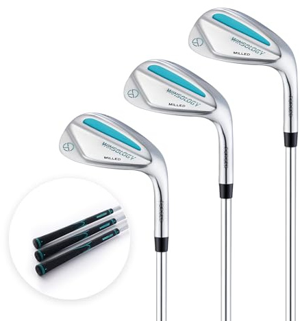 T WINSOLOGY Golf Wedges Set, 52/56/60 Degree Wedges Golf Clubs for Men and Women,Sand Wedge,Pitching Wedges for Men Right Hand,Golf Gift. (Silver/Turquoise)