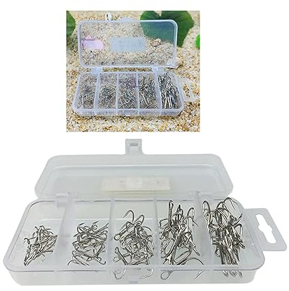 GANAZONO Fishing Tackle Set Hooks Assorted Bass Trout Panfish Hooks High Carbon Steel Sturdy Non-Corrosive for Salt Fresh Water for Pike Bass Herring Muskie Pickerel Snapper