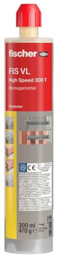 fischer Injektionsmörtel FIS VL 300 T HighSpeed, der solide Montagemörtel für Standardanwendungen in gerissenem Beton und Mauerwerk, hohe Flexibilität durch abgestimmte Systemkomponenten, 300 ml